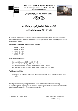 Kritéria pro přijímání žáků do ŠD - Základní škola Holice Holubova