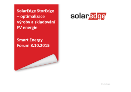 SolarEdge StorEdge – optimalizace výroby a skladování FV energie