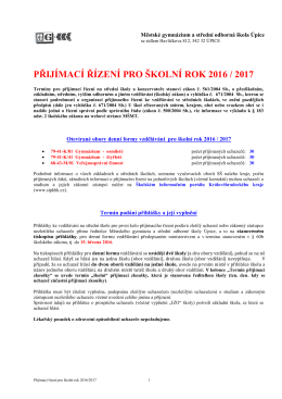 Přijímací řízení - Městské gymnázium a střední odborná škola Úpice