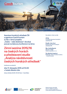 Zimní sezóna 2015/16 na českých horách a představení studie