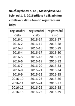 registrační číslo registrační číslo registrační číslo 2016-1 2016