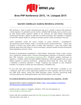 Brno PHP Konference 2015, 14. Listopad 2015