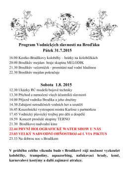 Program Vodnických slavností na Broďáku Pátek