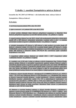 Usnesení zastupitelstva městyse Koloveč č. 1/2015 ze dne 30.3.2015