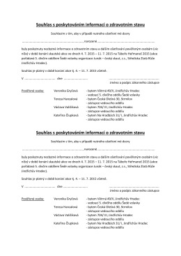 Souhlas s poskytováním informací o zdravotním stavu Souhlas s