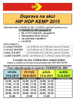 Doprava na akci HIP HOP KEMP 2015