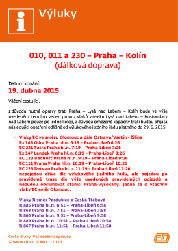 010, 011 a 230 – Praha – Kolín (dálková doprava) (dálková doprava)