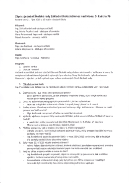 Zápis z jednání Štolsté rady Základní školy Jablonec nad Nisou, 5