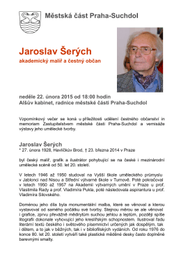 Vernisáž výstavy Jaroslav Šerých, program 22.2. 2015