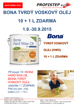 bona tvrdý voskový olej 10 + 1 l zdarma 1.9.-30.9