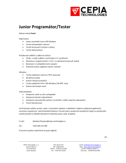 Junior Programátor/Tester