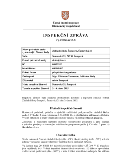Inspekční zpráva ČŠI (3. - 6. únor 2015