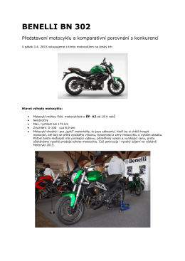 Představení motocyklu BENELLI BN 302 a porovnání