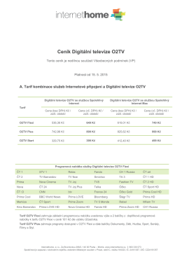 Ceník televize platný od 15.5.2015