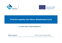 Finanční aspekty akcí Marie Skłodowska Curie - (RKO