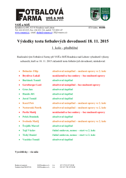 Výsledky testu fotbalových dovedností 18. 11. 2015