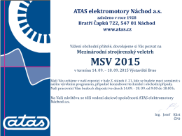 Pozvánka na MSV 2015 - ATAS elektromotory Náchod as