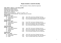 Rozpis studentů u maturitní zkoušky