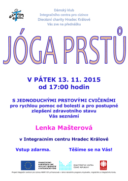 JÓGA PRSTŮ plakátek - Integrační centrum pro cizince Hradec