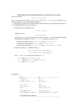LDR druhého rádu s konstantnımi koeficienty se speciálnı pravou