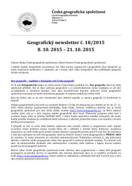Geografický newsletter č. 18/2015 8. 10. 2015 – 21. 10. 2015