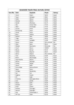 Akademik Teşvik Değerlendirme Sonuçları için tıklayınız.