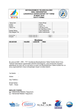 BYK Çanakkale Zafer Kupası Yarış Kayıt Formu