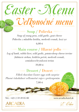 Soup / Polievka Main course / Hlavné jedlo