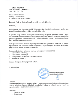 Poziv na dostavu ponuda - Opća bolnica Dr. Tomislav Bardek