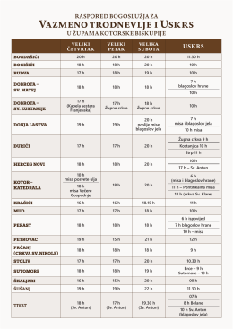 Raspored - Kotorska biskupija