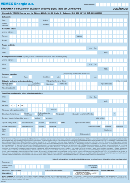 Smlouva plyn 2016 - Vemex Energie as