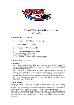 propozice turnaje vtm u12, 24. 3. 2015, litvínov