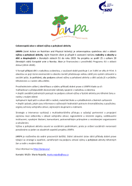Celoevropská akce v oblasti výživy a pohybové aktivity JANPA (Joint
