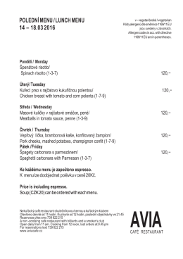 polední menu / lunch menu 14 – 18.03 2016