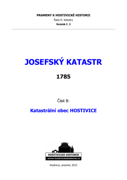 Josefský katastr – část B: Katastrální obec Hostivice