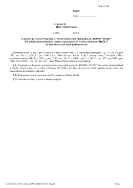 Uchwała Nr Rady Miasta Opola z dnia 2016 r. w sprawie