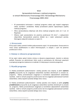 Wzór Sprawozdanie końcowe z realizacji programu w ramach