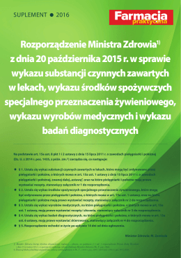 Rozporządzenie Ministra Zdrowia1) z dnia 20 października 2015 r