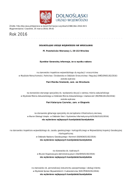Rok 2016 - Dolnośląski Urząd Wojewódzki