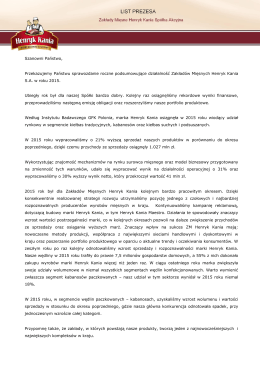 Sprawozdanie finansowe ZM Henryk Kania SA za 2012 rok