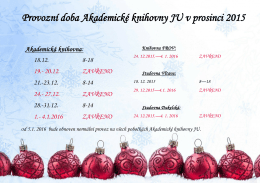 Provozní doba Akademické knihovny JU v prosinci 2015