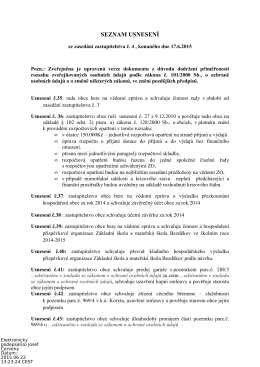 Seznam usnesení ZO č. 4 ze 17.6.2015
