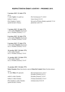 ROZPIS ČTENÍ NA ŠABAT A SVÁTKY – PROSINEC 2015