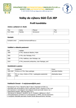 Volby do výboru SGO ČLS JEP Profil kandidáta
