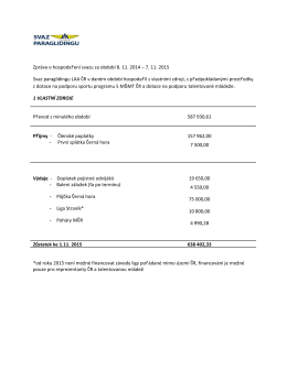 Zpráva o hospodaření svazu za období 8. 11. 2014 – 7
