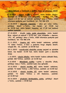 Akce konané v Tetčicích v období říjen až prosinec 2015