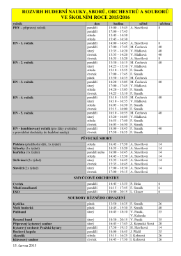 Rozvrh hudební nauky, sborů, souborů a rochestrů