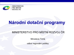 Národní programy MMR pro rok 2016