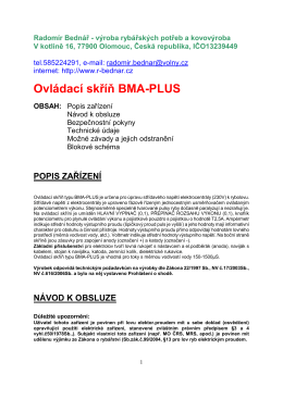 Ovládací skříň BMA PLUS návod a popis