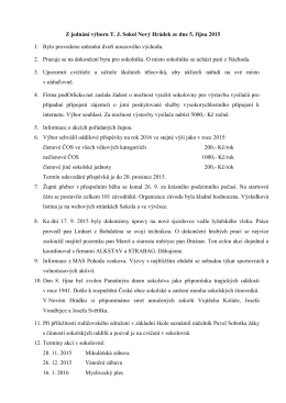 Z jednání výboru T. J. Sokol Nový Hrádek ze dne 5. října 2015 1